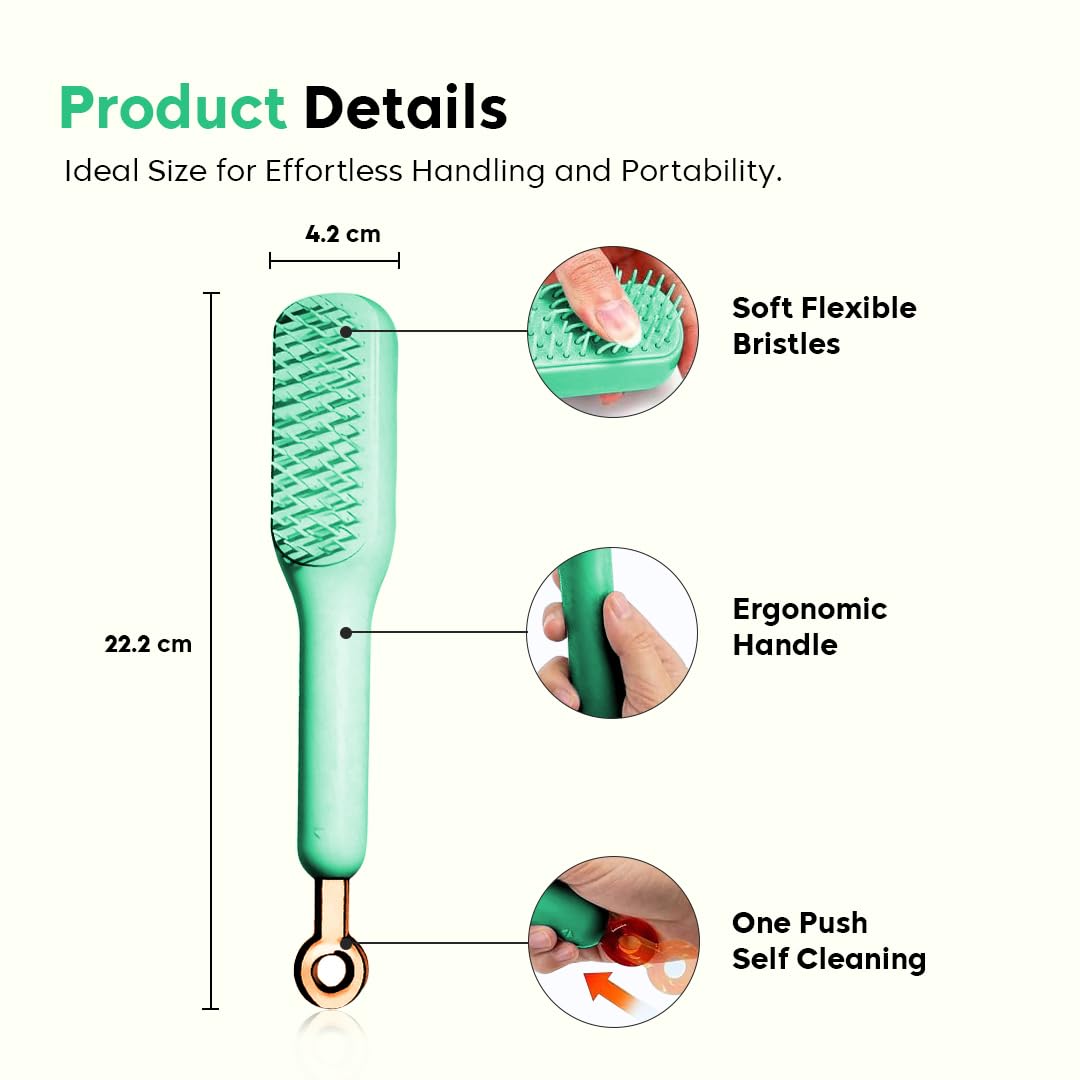 Anti Static Self-Cleaning Hair Brush for Men & Women (Multicolor)