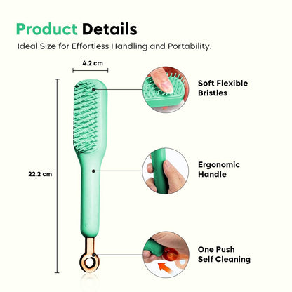 Anti Static Self-Cleaning Hair Brush for Men & Women (Multicolor)