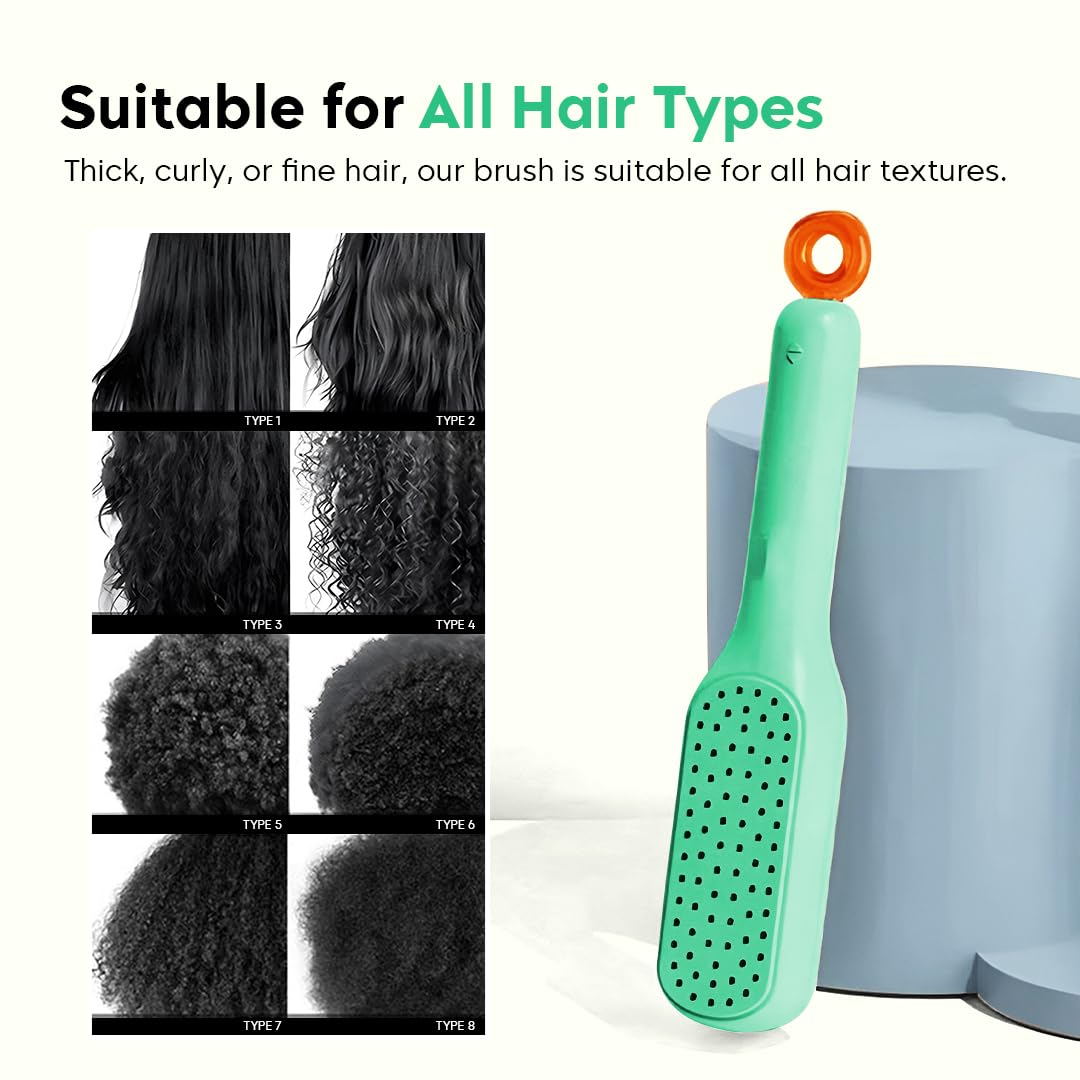 Anti Static Self-Cleaning Hair Brush for Men & Women (Multicolor)