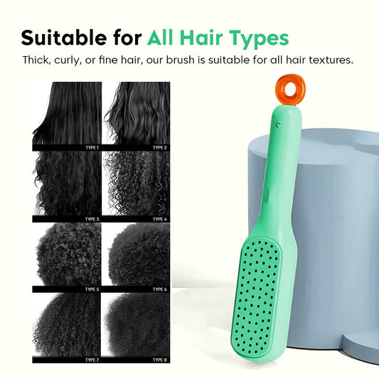 Anti Static Self-Cleaning Hair Brush for Men & Women (Multicolor)