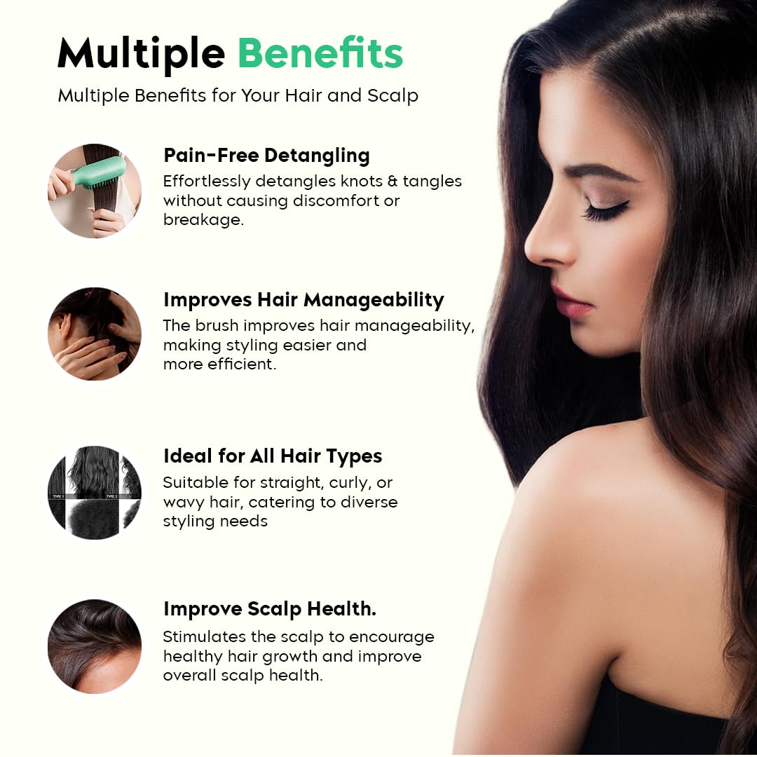 Anti Static Self-Cleaning Hair Brush for Men & Women (Multicolor)