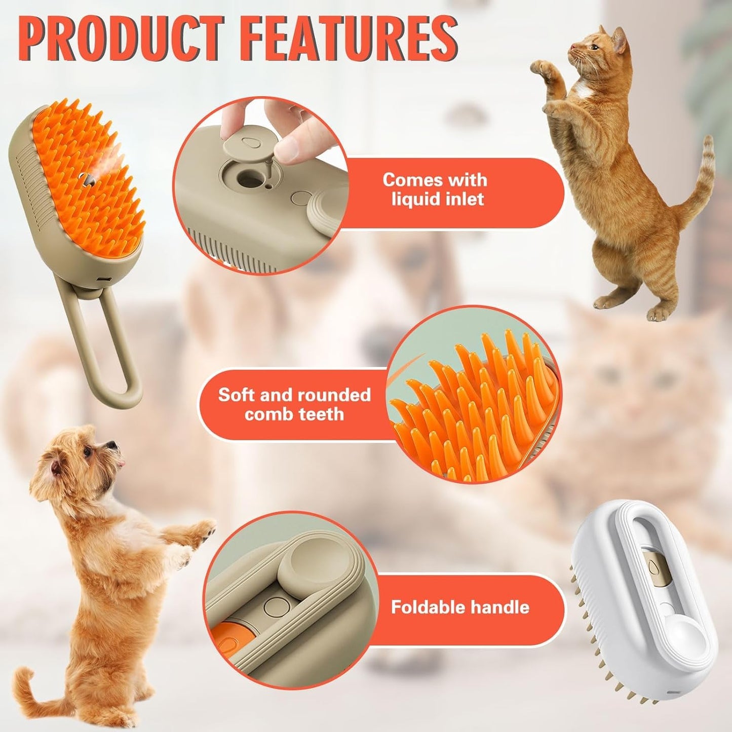 One-Touch Grooming & Hair Removal Tool PetSpa Steam Brush - Bemartello.in
