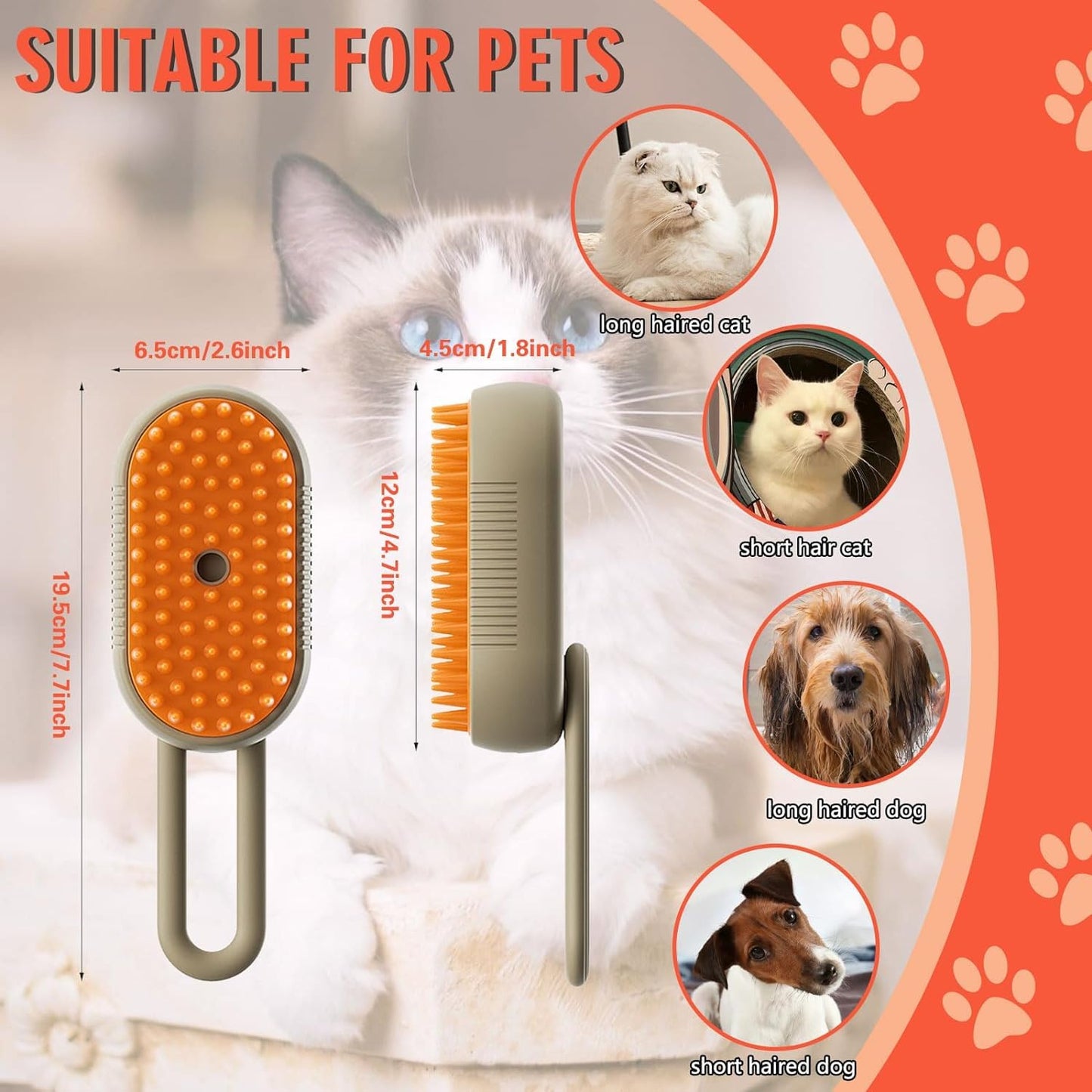 One-Touch Grooming & Hair Removal Tool PetSpa Steam Brush - Bemartello.in