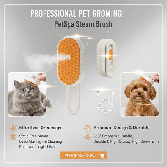One-Touch Grooming & Hair Removal Tool PetSpa Steam Brush - Bemartello.in
