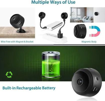AB SmartEye Mini Wireless WiFi Security Camera | HD 1080p Indoor Video Recorder with Low Light Vision | Portable & Magnetic | Home, Office, and Baby Monitor - Bemartello.in