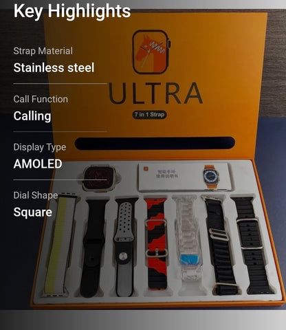 HL STRIKES 7 in 1 combo ultra smart watch T800 silver smart watch - Bemartello.in