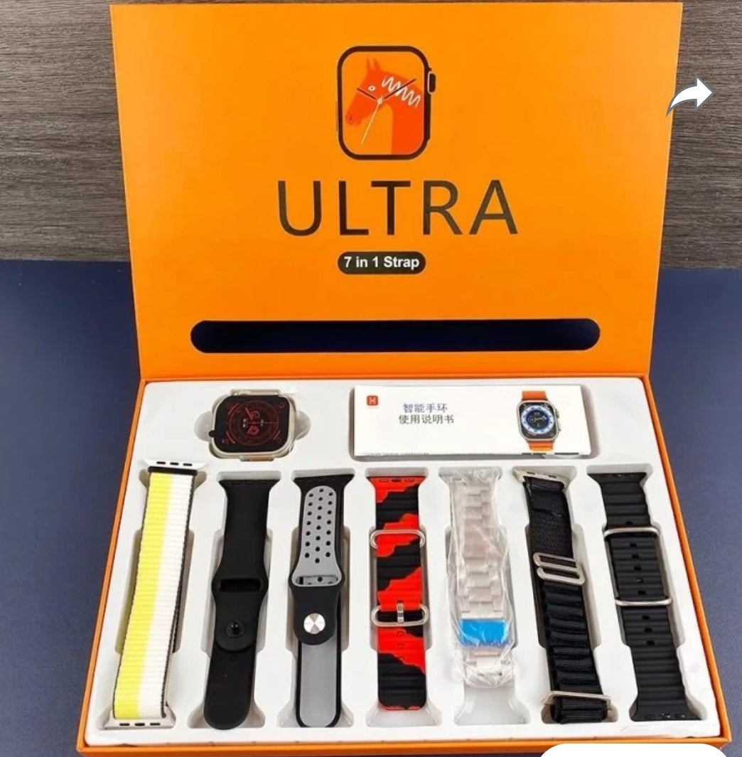 HL STRIKES 7 in 1 combo ultra smart watch T800 silver smart watch - Bemartello.in