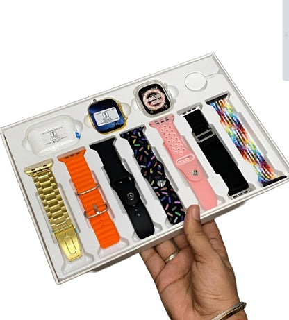 esportic (10 in 1 Set i20 Ultra MAX Suit SmartWatch + ear buds Pro with Transparent Screen Guard Watch with Seven Decorated Straps,Fitness & Outdoor, Health & Medical, Watchphone,(7 Multicolor Straps) - Bemartello.in