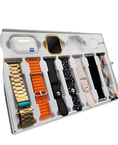 esportic (10 in 1 Set i20 Ultra MAX Suit SmartWatch + ear buds Pro with Transparent Screen Guard Watch with Seven Decorated Straps,Fitness & Outdoor, Health & Medical, Watchphone,(7 Multicolor Straps) - Bemartello.in