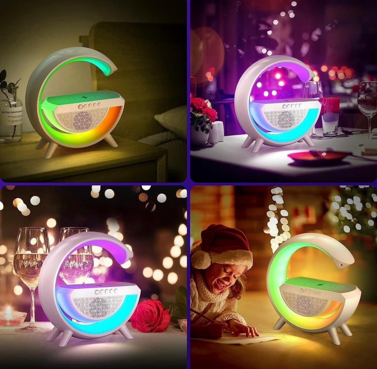3 IN 1 MULTIFUNCTION G SHAPE LED BLUTOOTH SPEAKER WITH WIRELESD FAST CHARGER - Bemartello.in