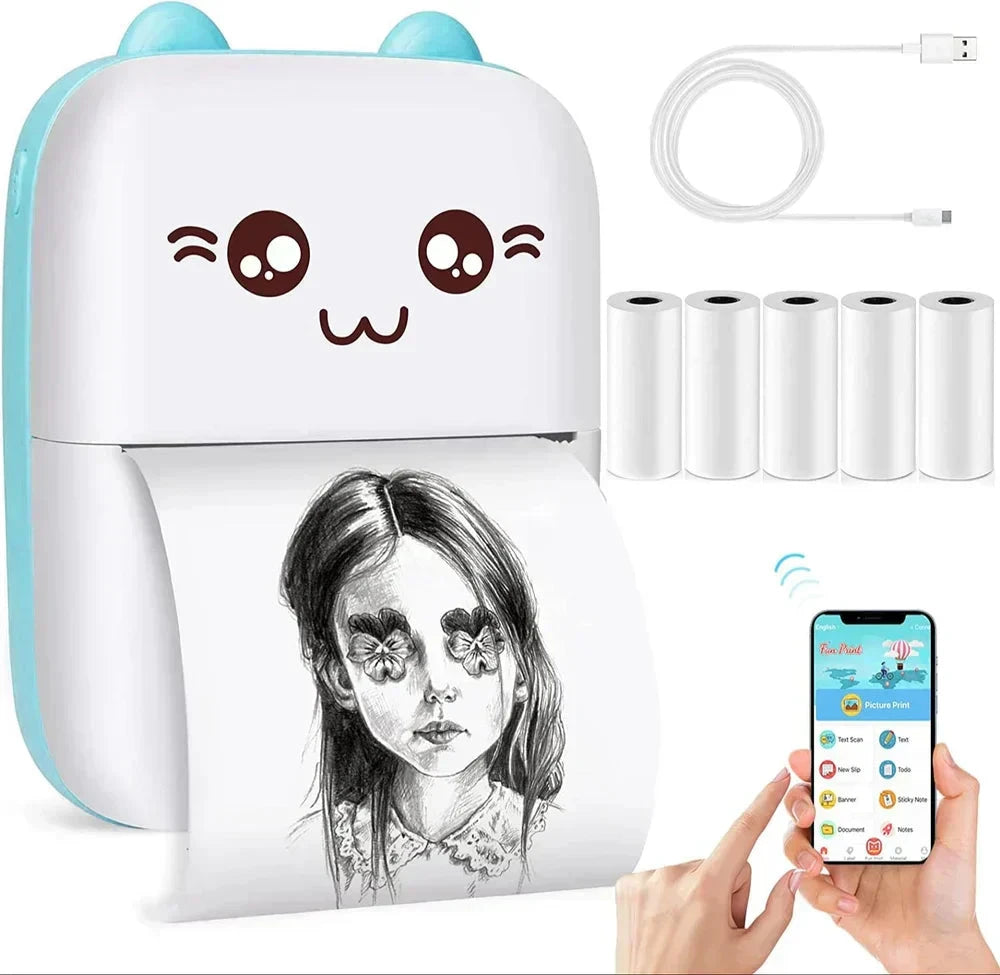 Mini Portable Thermal Printer Wireless Bluetooth Printer - Bemartello.in