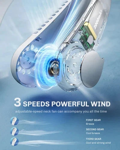 Portable Bladeless Neck Fan – 3-Speed Rechargeable Cooling Fan - Bemartello.in