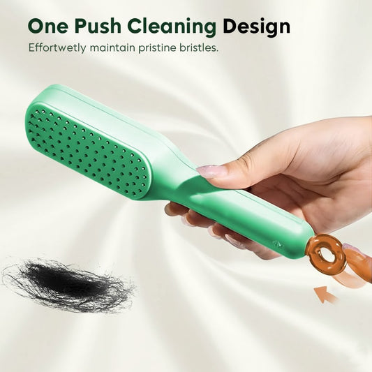 Anti Static Self-Cleaning Hair Brush for Men & Women (Multicolor)